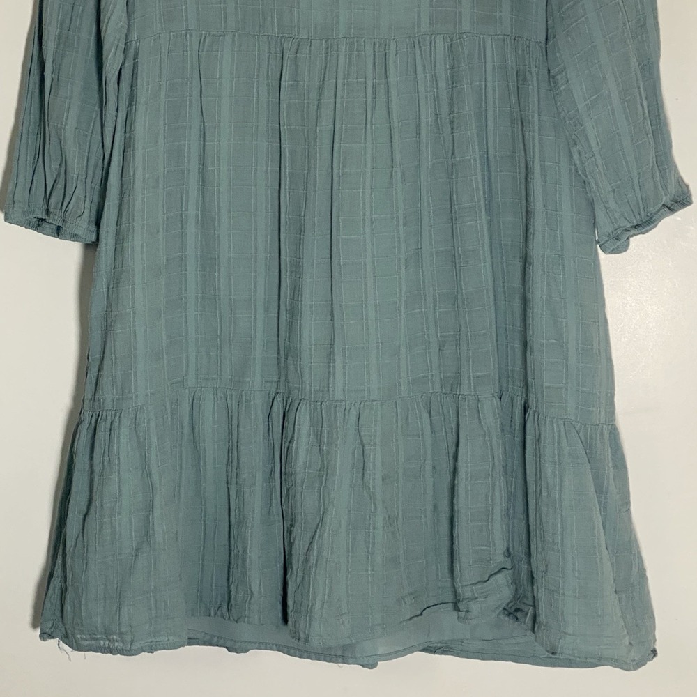 Knox Rose Dress Womens Small Blue Embroidered 3/4 Sleeve Tunic Boho Pockets Tier - Picture 3 of 15
